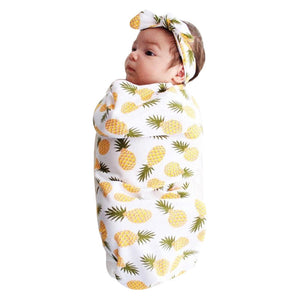 2017 Newborn Fashion Baby Swaddle Blanket Spring Summer Baby Sleeping Swaddle Muslin Wrap Headband Baby Blanket Outfits Sets