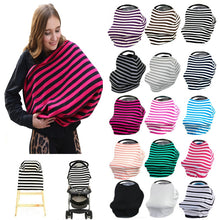 Load image into Gallery viewer, Baby Feeding Cover High Chair Cover Multifunctional 5 in 1 Baby Car Seat Cover Canopy Striped Infant Shopping Cart Nursing Cover