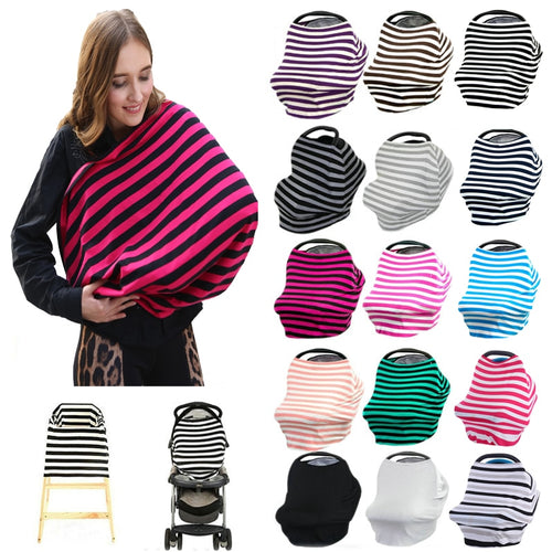 Baby Feeding Cover High Chair Cover Multifunctional 5 in 1 Baby Car Seat Cover Canopy Striped Infant Shopping Cart Nursing Cover